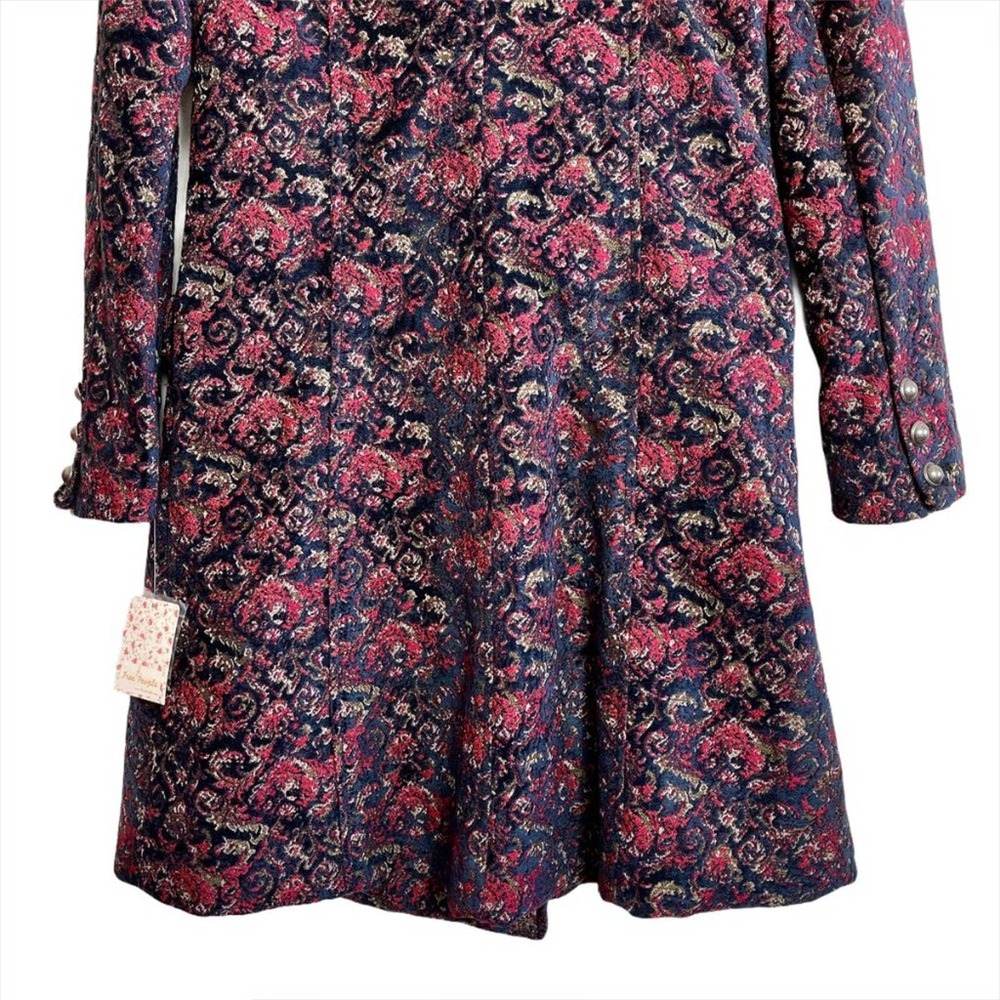 FREE PEOPLE NWT Retro Boho Long Floral Red & Purple Coat – RARE – Medium - Picture 10 of 16